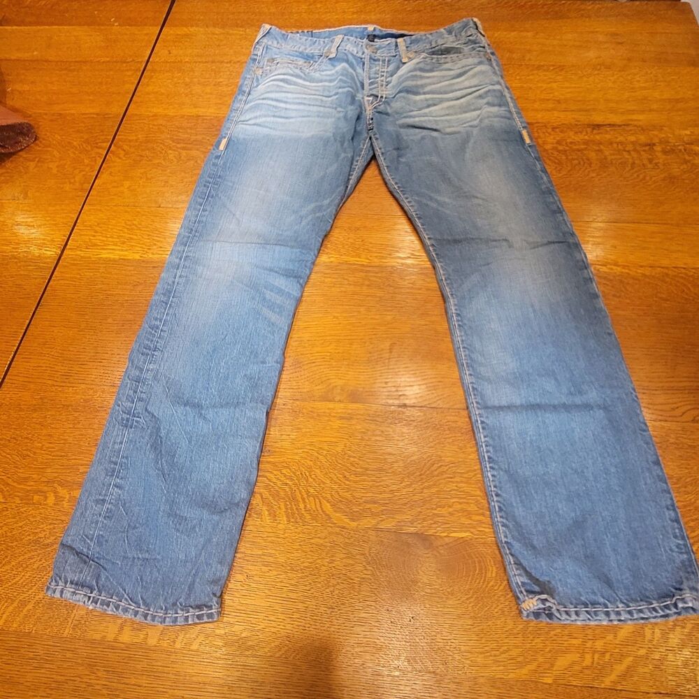 True Religion Geno Super T Mens Straight Jeans Blue 100% Cotton USA Made Size 36